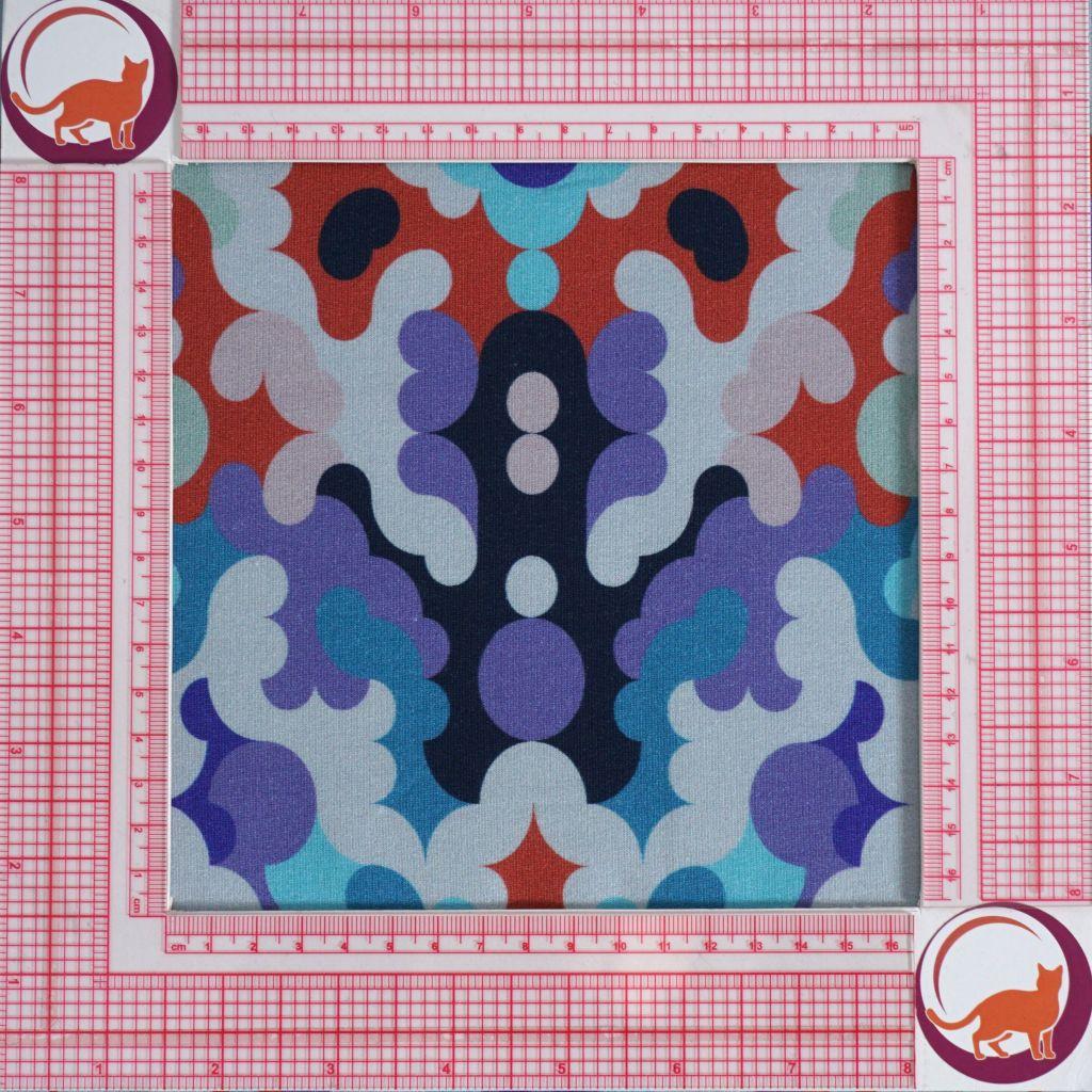 Stretch-Sweat leicht Retromuster 60er 70er lila türkis